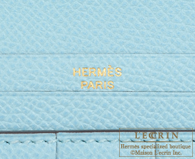Hermes　Bearn Soufflet　Blue atoll　Epsom leather　Gold hardware