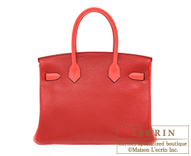 Hermes　Birkin bag 30　Rouge casaque/Rose jaipur　Clemence leather　Silver hardware