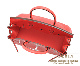 Hermes　Birkin bag 30　Rouge casaque/Rose jaipur　Clemence leather　Silver hardware