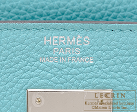 Hermes　Kelly bag 32　Blue atoll　Clemence leather　Silver hardware