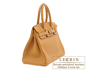 Hermes Birkin bag 30 Natural sable Clemence leather Gold hardware