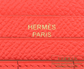 Hermes　Bearn Soufflet　Rose jaipur　Epsom leather　Gold hardware