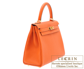 Hermes　Kelly bag 25　Orange　Togo leather　Gold hardware
