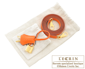 Hermes　Kelly bag 25　Orange　Togo leather　Gold hardware