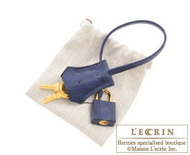 Hermes　Birkin bag 30　Blue iris　Ostrich leather　Gold hardware