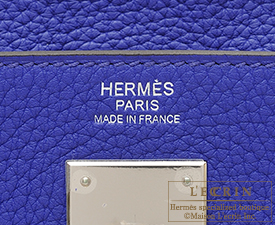 Hermes　Kelly bag 32　Blue electric　Clemence leather　Silver hardware