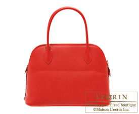 Hermes　Bolide bag 27　Rouge casaque　Epsom leather　Silver hardware