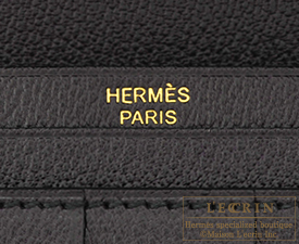 Hermes　Bearn Soufflet　Aubergine　Alligator crocodile skin　Gold hardware