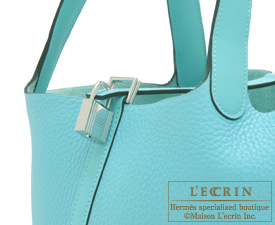Hermes　Picotin Lock　Touch bag 22/MM　Blue atoll　Clemence leather/　Swift leather　Silver hardware