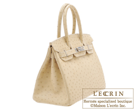 Hermes　Birkin bag 30　Blanc casse　Ostrich leather　Silver hardware