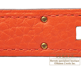 Hermes　Kelly bag 32　Retourne　Orange poppy　Clemence leather　Gold hardware