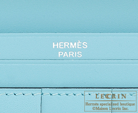 Hermes　Bearn Soufflet　Bi-color　Blue atoll/Blue petrole　Tadelakt leather/Lizard skin　Silver hardware