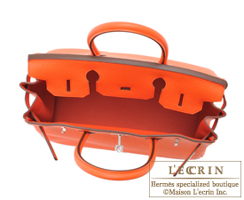 Hermes　Birkin bag 30　Orange poppy　Clemence leather　Silver hardware