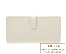 Hermes　Bearn Soufflet　Craie　Epsom leather　Silver hardware