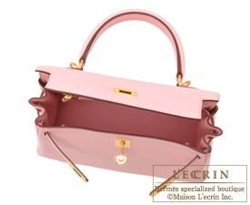 Hermes Kelly 25cm Bag Swift Calfskin Leather Gold Hardware, Rose Sakura 3Q  - SYMode Vip