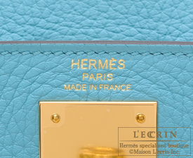 Hermes　Kelly bag 28　Blue Saint-Cyr　Clemence leather　Gold hardware