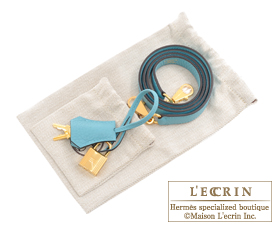 Hermes　Kelly bag 28　Blue Saint-Cyr　Clemence leather　Gold hardware
