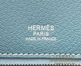 Hermes　Birkin Ghillies bag 30　Ciel/Turquoise blue　Grizzly leather/Clemence leather/Evercolor leather　Silver hardware