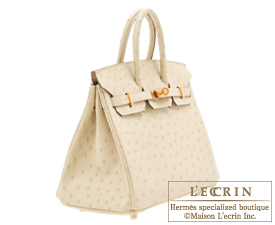 Hermes　Birkin bag 25　Parchemin　Ostrich leather　Gold hardware