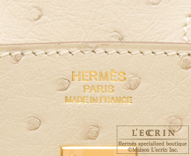 Hermes　Birkin bag 25　Parchemin　Ostrich leather　Gold hardware