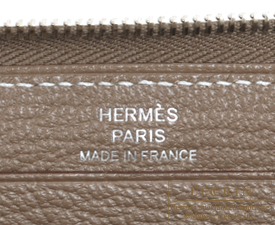Hermes　Azap long　Etoupe grey　Chevre myzore goatskin　Silver hardware