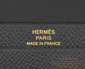 Hermes　Bearn card case　Black　Epsom leather　Gold hardware