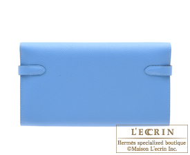 Hermes　Kelly wallet long　Blue paradise　Epsom leather　Silver hardware
