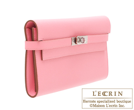 Hermes　Kelly wallet long　Rose confetti　Epsom leather　Silver hardware