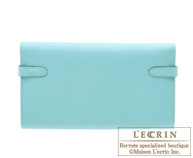 Hermes　Kelly wallet long　Blue atoll　Epsom leather　Gold hardware