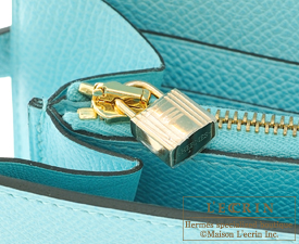 Hermes　Kelly wallet long　Blue atoll　Epsom leather　Gold hardware