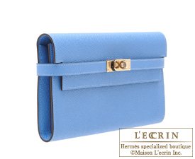 Hermes　Kelly wallet long　Blue paradise　Epsom leather　Champagne gold hardware