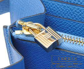Hermes　Kelly wallet long　Blue paradise　Epsom leather　Champagne gold hardware
