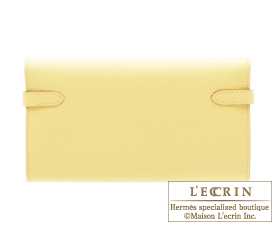 Hermes　Kelly wallet long　Jaune poussin　Epsom leather　Champagne gold hardware