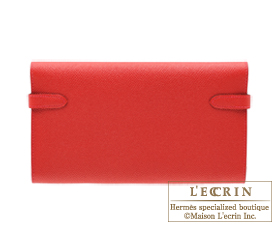 Hermes　Kelly wallet long　Rouge casaque　Epsom leather　Champagne gold hardware