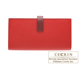 Hermes　Bearn Soufflet　Rouse casaque/Rouge H　Epsom leather　Silver hardware
