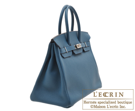 Hermes　Birkin bag 35　Colvert/Colvert blue　Togo leather　Silver hardware