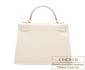Hermes　Kelly bag 32　Craie　Epsom leather　Silver hardware