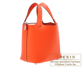Hermes Picotin Lock 18 Bag 8V Orange Poppy And Ck55 Rouge H Clemence SHW