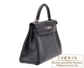 Hermes　Kelly bag 32　Retourne　Prunoir　Clemence leather　Silver hardware