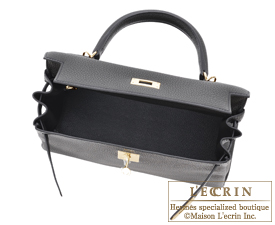 Hermes　Kelly bag 28　Plomb　Clemence leather　Gold hardware