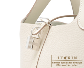 Hermes　Picotin Lock　Touch bag MM　Craie　Clemence leather/　Swift leather　Silver hardware