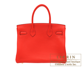 Hermes　Birkin bag 30　Rouge tomate　Clemence leather　Gold hardware