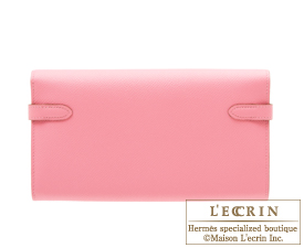 Hermes　Kelly wallet long　Rose confetti　Epsom leather　Gold hardware