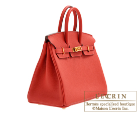 Hermes　Birkin bag 25　Geranium　Togo leather　Gold hardware