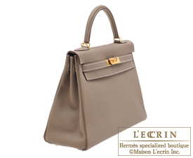 Hermes　Kelly bag 32　Etoup grey　Togo leather　Gold hardware