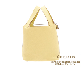 Hermes　Picotin Lock bag 18/PM　Jaune poussin　Clemence leather　Silver hardware