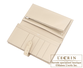 Hermes　Bearn Soufflet　Parchemin　Ostrich leather　Silver hardware