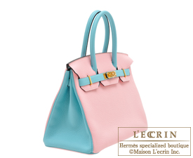 Hermes Personal Birkin bag 30 Rose sakura/ Blue atoll Clemence leather Gold  hardware