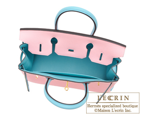 Hermes Personal Birkin bag 30 Rose sakura/ Blue atoll Clemence leather Gold  hardware