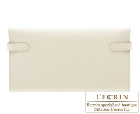 Hermes Kelly wallet long Craie Epsom leather Silver hardware | L 